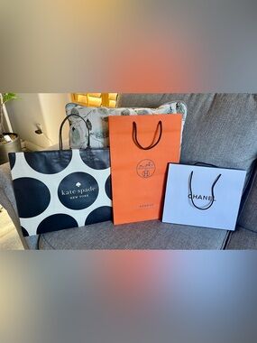 Hermes Chanel Kate Spade Bundle Original Shopping Bags